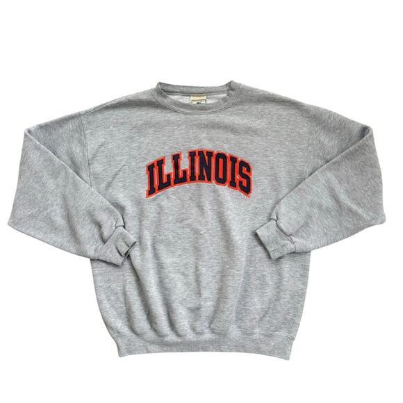 Vtg 1990s Lee University of Illinois Fighting Illini Grey Sweatshirt Medium - Picture 1 of 6